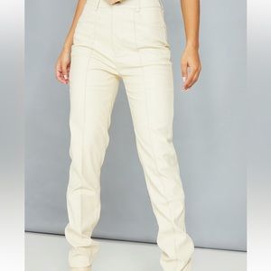 Cream leather pants